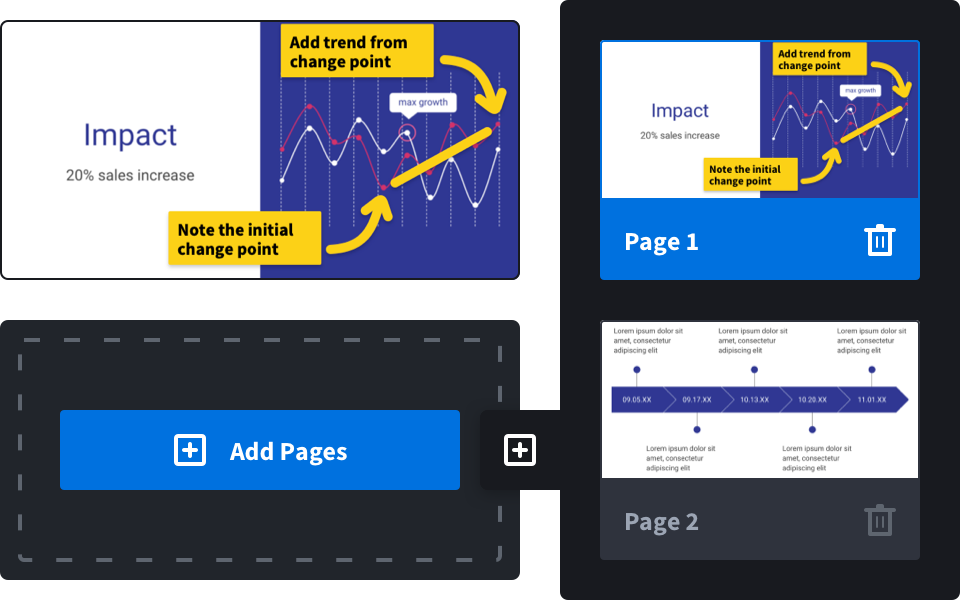 Add multiple pages to markups.