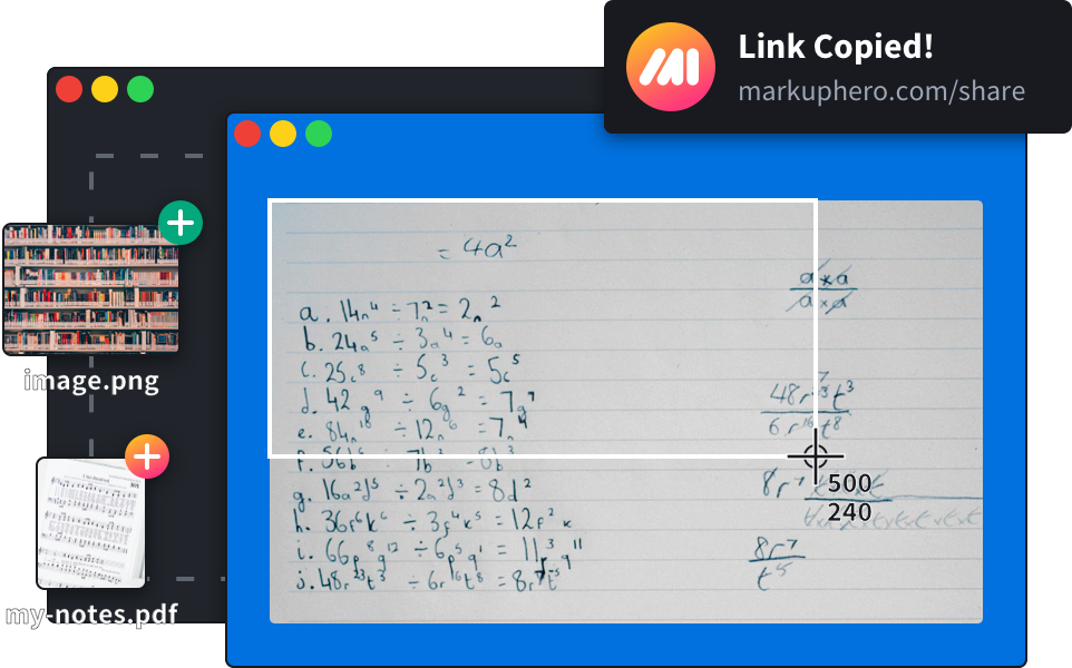 Teachers and students share assignments with Markup Hero