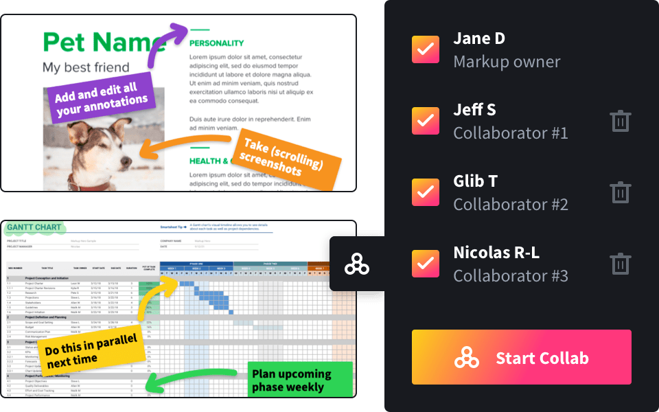 Collaborate with co-workers on markups.