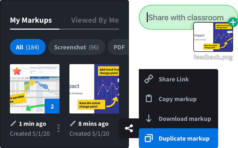 Save to image, pdf or duplicate.