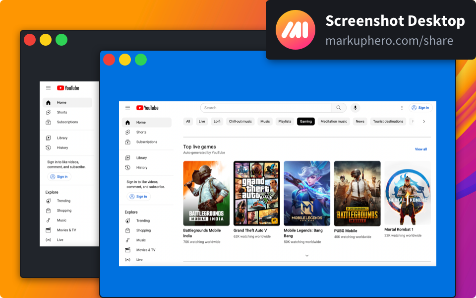 Screenshot on Chrome's web browser with Markup Hero