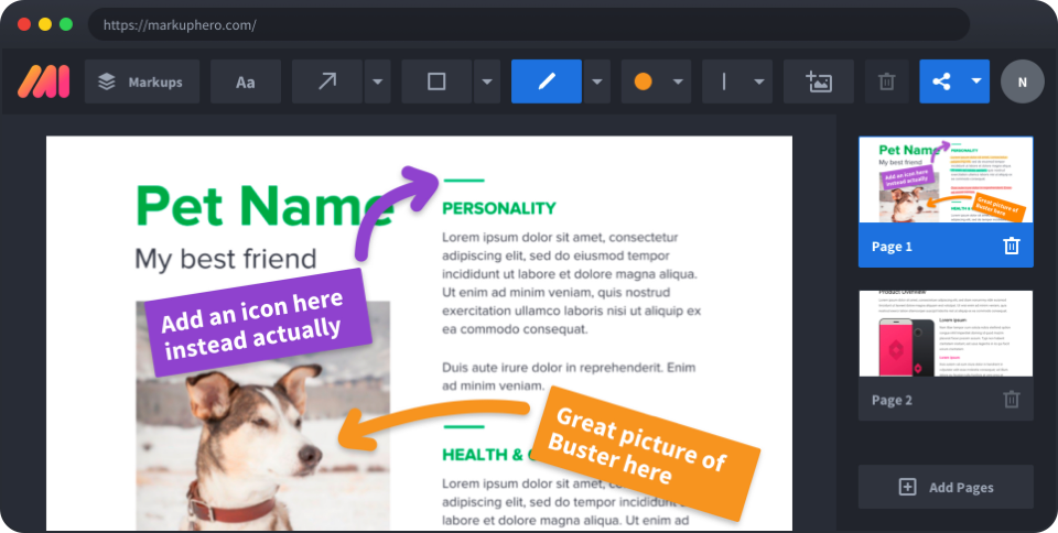 Add drawings, markup & annotations in Markup Hero