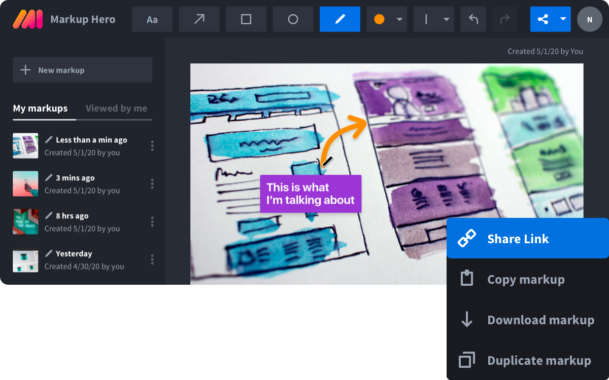 Add markup & annotations in Markup Hero